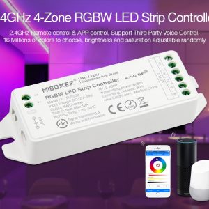 Mi-Light RGBW pastiprinātājs, plastmasas korpuss, RGB, RGBW, CCT vadības signāla sadalītājs; maks 12, 1 kanāls maks. 6A