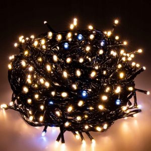300 LED 25,5 m SILTI BALTA + Flash Ziemassvētku lampiņu virtene