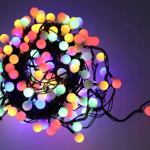 Savienojamas Ziemassvētku eglīšu lampiņas, 200 LED  daudzkrāsainas bumbiņas