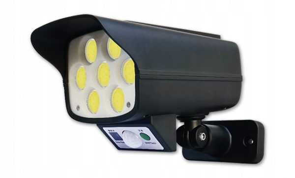 Solārais LED prožektors- Novērošanas kameras butaforija ar kustības un krēslas sensoru. 12w, 300lm