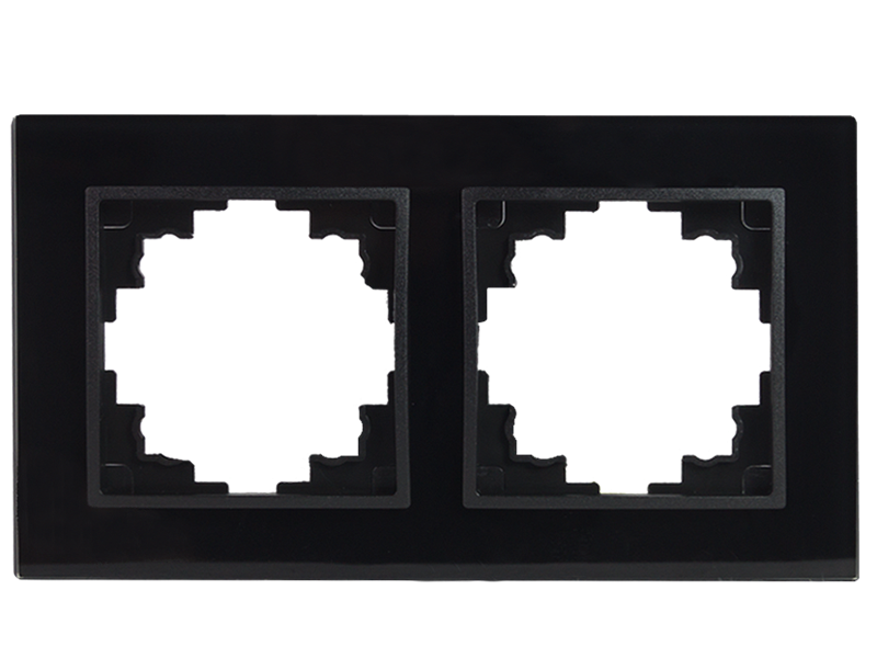 Dubultais stikla rāmis slēdžiem un rozetēm 'Modern' - (melns)