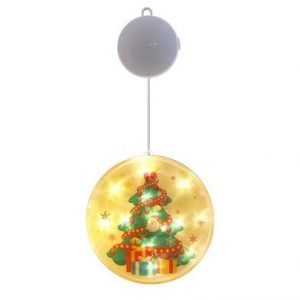 LED Ziemassvētku loga dekors, gaismas kulons – Eglīte, 14cm, darbojas ar baterijām