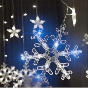 Daudzfuncionālas LED Ziemassvētku sniegpārsliņas+ zvaigznes, 8 režīmi, 138 LED gaismas diodes138