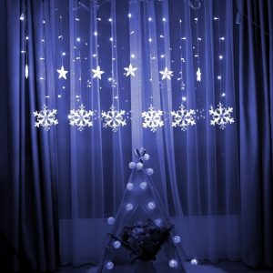 Daudzfuncionālas LED Ziemassvētku sniegpārsliņas+ zvaigznes, 8 režīmi, 138 LED gaismas diodes