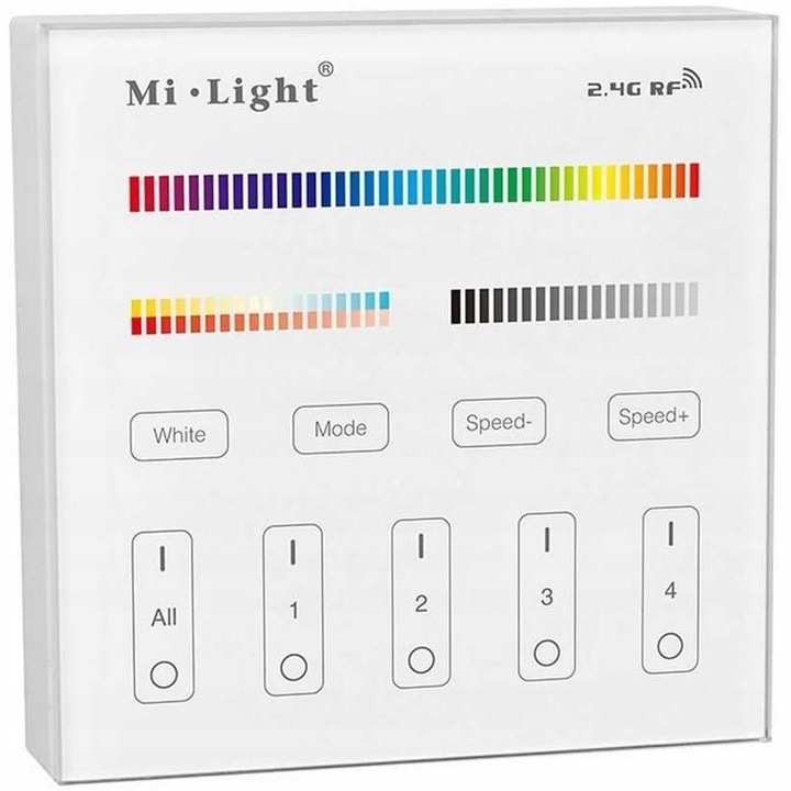 Mi-Light B4 vadības panelis, RGB+CCT, 4 zonu, 2.4G/Wi-Fi/radio vadība