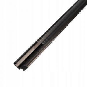 Leņķveida PVC 1m, LED lentes profils (melns) + caurspīdīgs stikls
