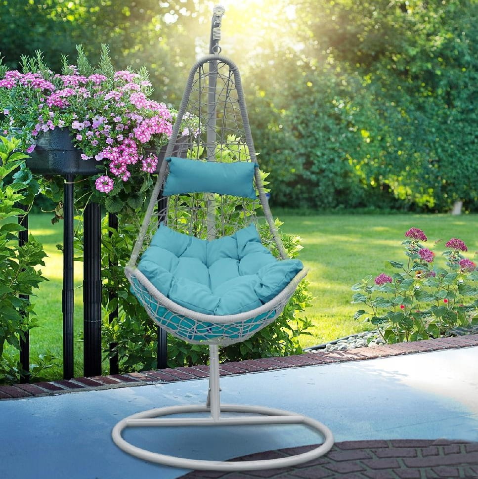 Piekarināms dārza krēsls ar tirkīza spilvenu