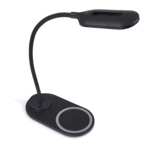 LED Galda Lampa – melna ar iebūvētu bezvadu lādētāju telefonam