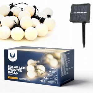 Dārza Virtene Ar Saules Bateriju- Milk Balls 650cm, 30 LED