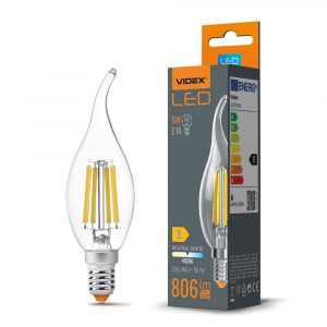 LED Spuldze Videx Filament Flame E14, C35, 6W, 806 Lm, 4000K