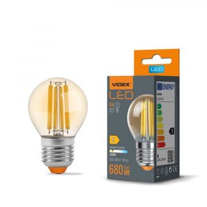 LED Spuldze Videx Filament Amber E27, G45, 6W, 680 Lm, 2200K