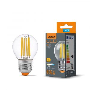 LED Spuldze Videx Filament E27, G45, 6W, 806 Lm, 3000K