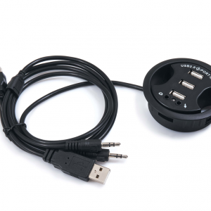 3x USB 2.0 darbvirsmas lādētajs, padziļināts 60 mm, ar ligzdas pieslēgvietām: audio un mikrofons