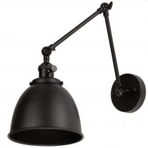 Rustic melna regulējama metāla sienas lampa ar slēdzi