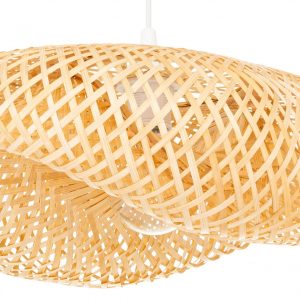 Balta BOHO piekaramā lampa ar bambusa pinumu NUSA , 50cm