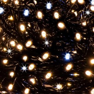 Ziemassvētku lampiņas 1000LED. Silti balta+ Flash, 68m, Barošana 220-240v, 50w, IP44