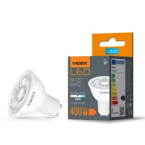 LED Spuldze Videx GU10, 5W, 400 Lm, 4000K, 36°