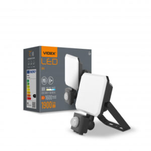 LED prožektors VIDEX-FLOOD-LED ar kustības sensoru 20W, 1600lm, 5000K, IP65