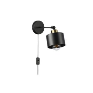 Sienas lampa - Elza ,kustīga x1 melna + vara + melns kabelis