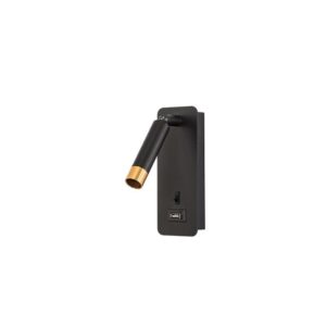 Sienas lampa - Piero ,USB ports, melna/zelta