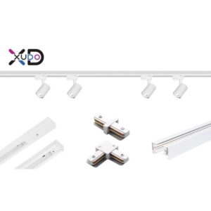 XD-IT202W 1-fāžu sliežu sistēmas komplekts, 4x (XD-IT101W) gaismekļi + 2x 1m sliedes, balts