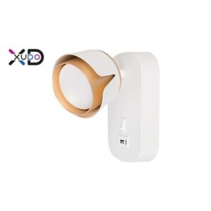 XD-IK271W sienas lampa ar slēdzi un 1x USB portu, GX53, IP20, balta+zelta