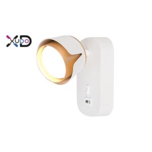 XD-IK271W sienas lampa ar slēdzi un 1x USB portu, GX53, IP20, balta+zelta