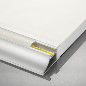 LED alumīnija profils montāžai skapīšu apmalei-GLAX , 2m, Sudraba + Balts stikls