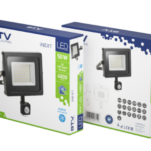 LED prožektors-INEXT ar kustības sensoru 50W, 4000lm, 6400K, IP65
