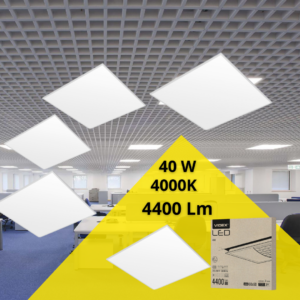 4 gab. LED Panelis, Kvadrātveida (595×595), Balts Korpuss, 40W, 5100Lm, 4000K, IP20