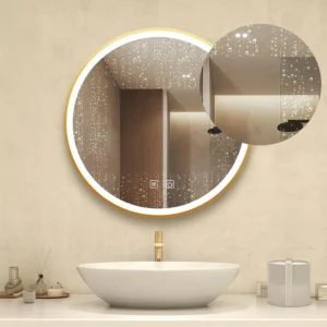 GOLD MMJ Spogulis ar iebūvētu LED apgaismojumu un apsildes funkciju ø50cm