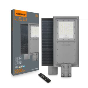 LED ielu laterna ar saules bateriju 20W, 5000K, 2300lm ar sensoru un tālvadības pulti, IP65