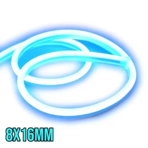 NEON FLEX LED lente 8x16mm 12V | 10W | 1m |IP65| Gaiši zila| CUT 2,5cm